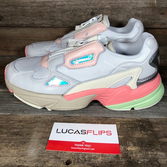 NEW Adidas Falcon Zip Womens White Pink Mint Green - Picture 3 of 6